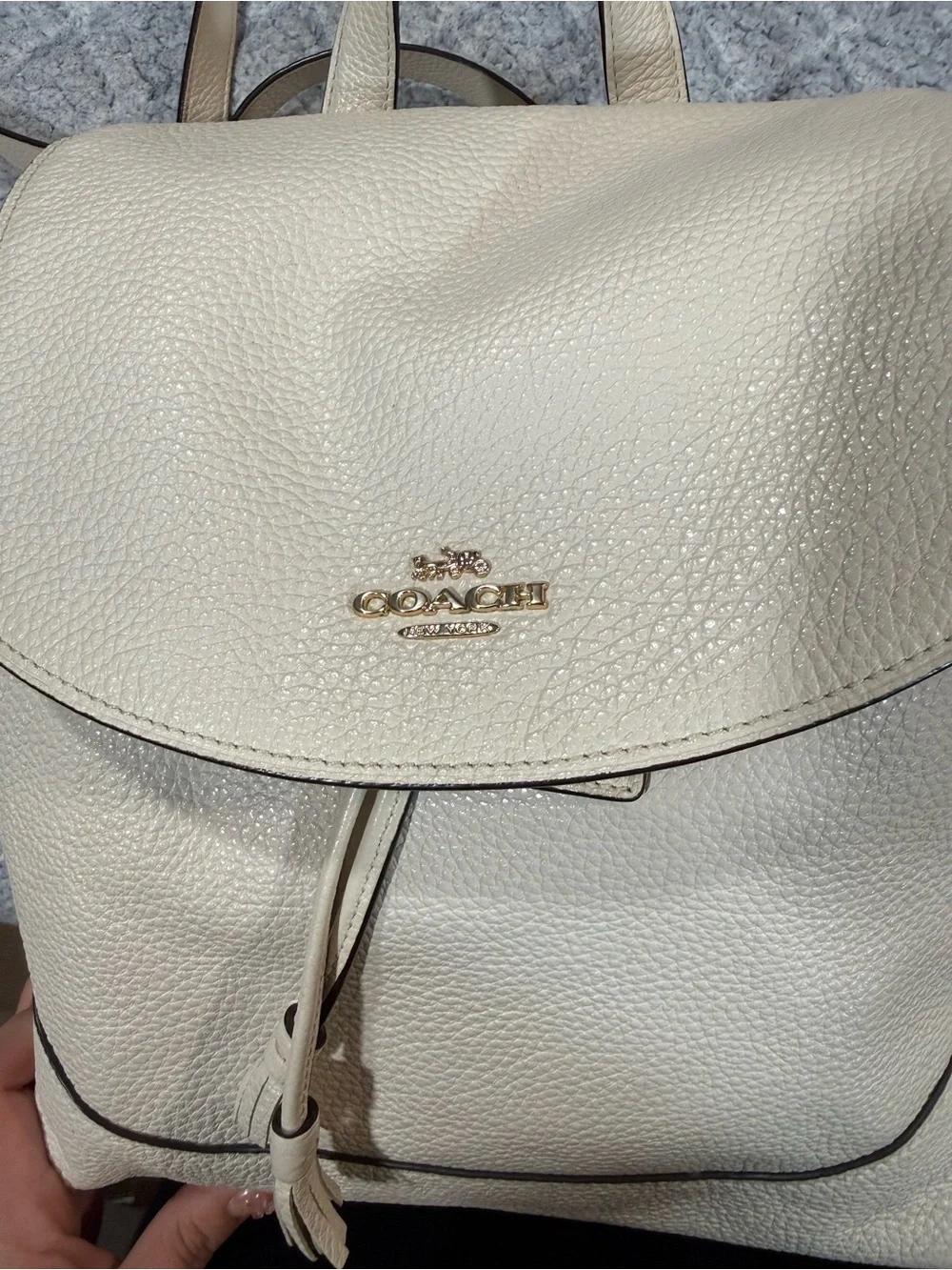 Coach Elle Pebbled Leather Backpack in Chalk